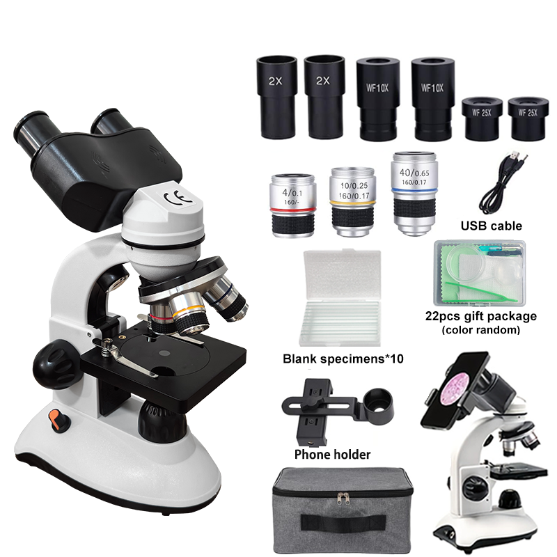 Microscope Compound 40X - Microscopio Binoculare Composto per Studenti, Kit